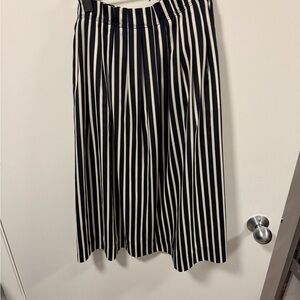 J Crew Striped Navy Midi Skirt